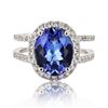 Image 1 : 3.79 ctw Tanzanite and 0.66 ctw Diamond Platinum Ring