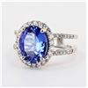 Image 2 : 3.79 ctw Tanzanite and 0.66 ctw Diamond Platinum Ring