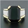 Image 2 : Vintage Unisex 18k Gold & Platinum Large Rectangular Black Onyx Step Design Ring