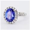 Image 2 : 3.65 ctw Tanzanite and 1.11 ctw Diamond Platinum Ring