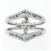 Image 4 : 14K White Gold 1.01 ctw Marquise & Round Cut Diamond Milgrain Wide Open Split Ri