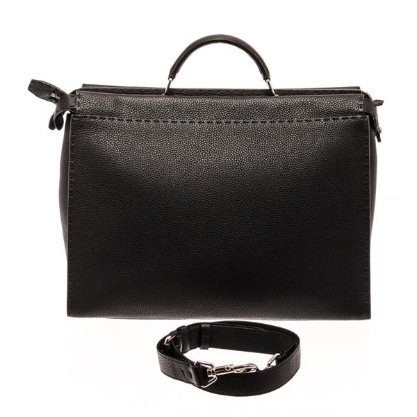 Fendi Black Leather Peekaboo Medium Tote Bag