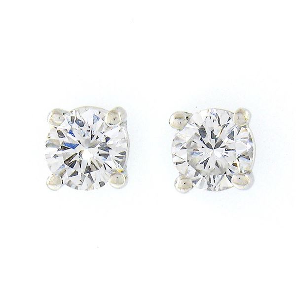 NEW 14k White Gold .30 ctw Round Brilliant Prong Set Diamond Classic Stud Earrin