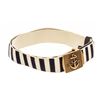 Image 2 : Gucci Mens Navy / White Fabric Brass Anchor Buckle Striped Belt