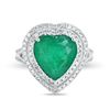 Image 1 : 4.19 ctw Heart Shaped Emerald and 0.76 ctw Diamond Platinum Ring (GIA CERTIFIED)