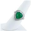Image 3 : 4.19 ctw Heart Shaped Emerald and 0.76 ctw Diamond Platinum Ring (GIA CERTIFIED)