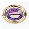 Antique Victorian 9k Yellow Gold Large Medium Purple Amethyst Open Frame Brooch