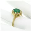Image 5 : 14k Yellow Gold 1.59 ctw FINE Oval Emerald Solitaire & Round Diamond Halo Ring