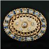 Image 2 : Vintage 14k Gold 2.4 ctw Diamond Sapphire Moonstone Oval Wreath Brooch Pendant