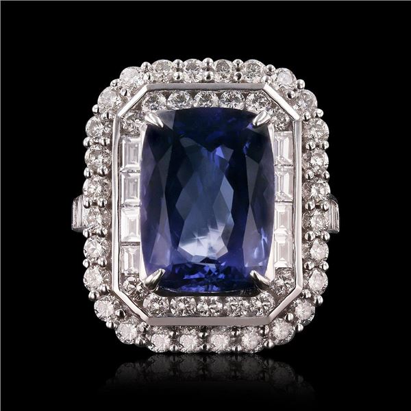 6.58 ctw Tanzanite and 2.24 ctw Diamond 18K White Gold Ring (GIA CERTIFIED)