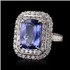 Image 2 : 6.58 ctw Tanzanite and 2.24 ctw Diamond 18K White Gold Ring (GIA CERTIFIED)