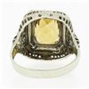 Image 7 : Antique 14K Gold Rectangular Bezel Citrine Seed Pearl Halo w/ Open Filigree Ring