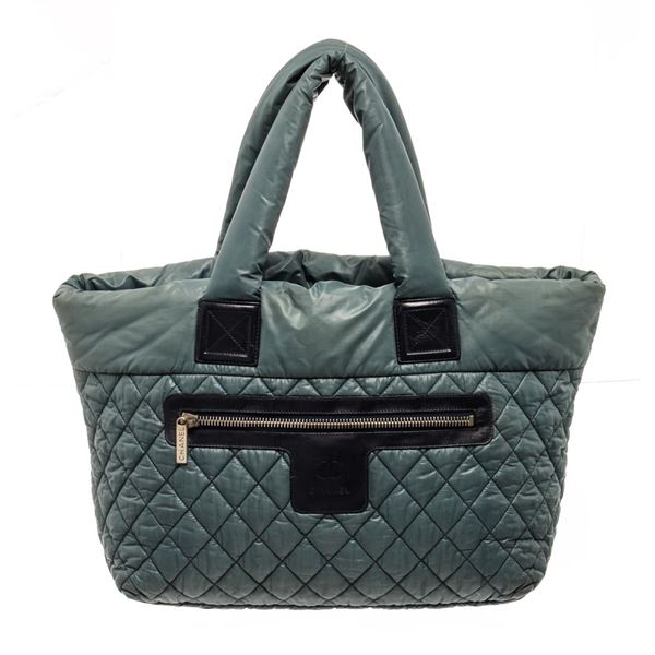 Chanel Blue Quilted Nylon Cocoon Front Zipped Tote Bag