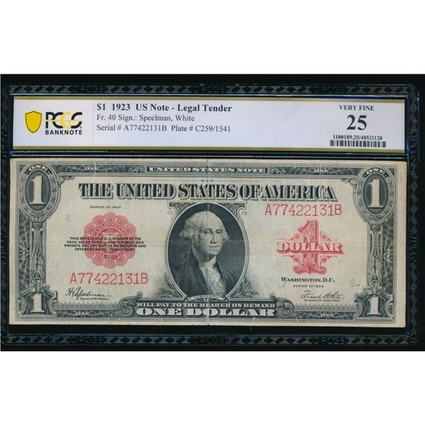 1923 $1 Legal Tender Note PCGS 25