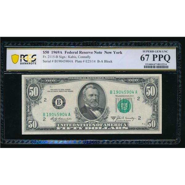 1969A $50 New York FRN PCGS 67PPQ