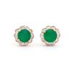 Image 1 : Plated 18KT Yellow Gold 1.52ctw Green Agate and Diamond Earrings