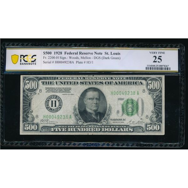 1928 $500 St Louis FRN PCGS 25