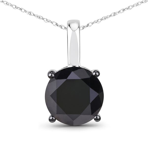 14KT White Gold 3.46ctw Black Diamond Pendant