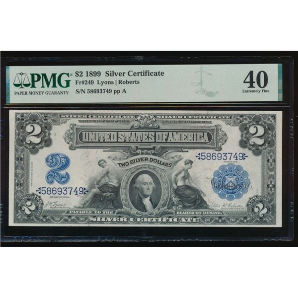 1899 $2 Mini Porthole Silver Certificate PMG 40