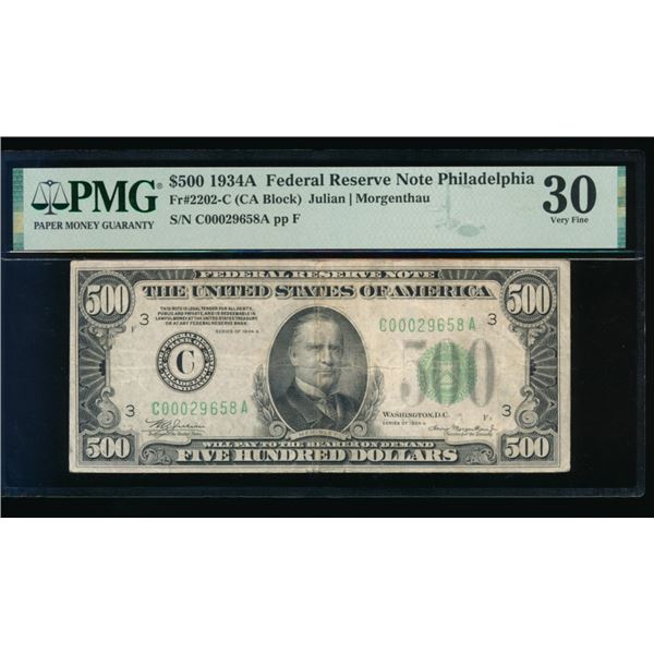 1934A $500 Philadelphia FRN PMG 30