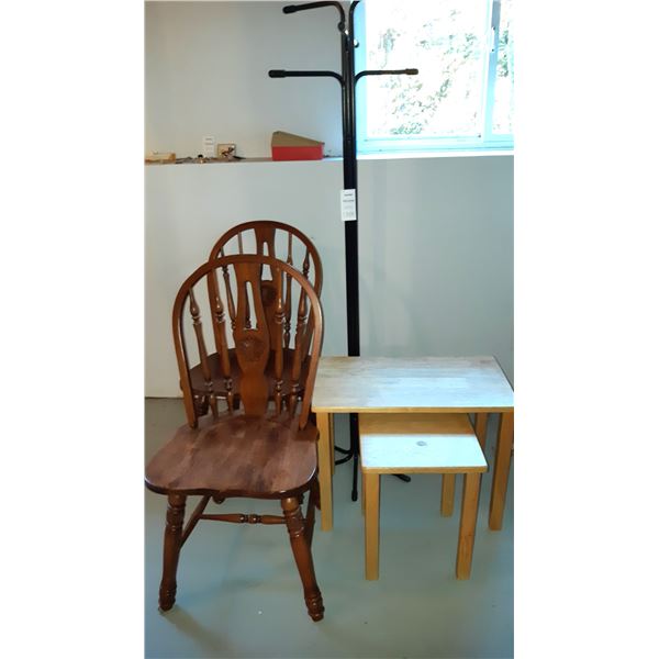 Coat Rack, Chairs, Tables A