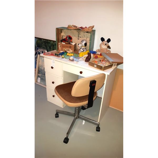Desk, Chair, Toys C