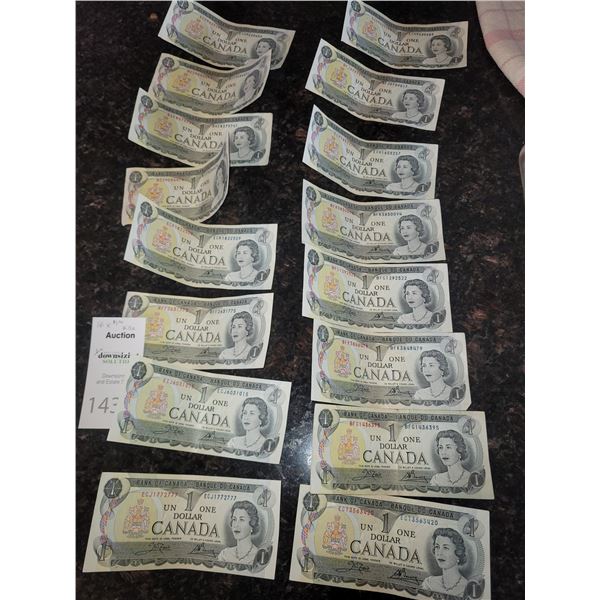 Canadian $1.00 Bills A