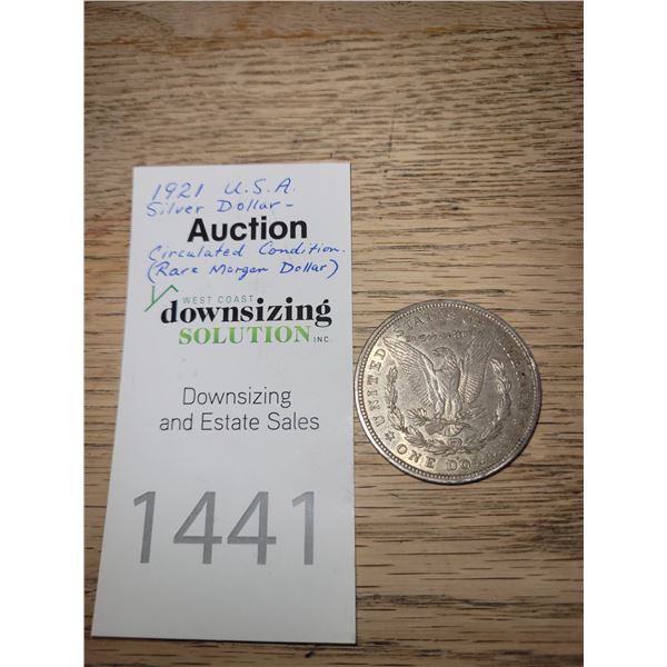 Rare 1921 Morgan Silver Dollar A