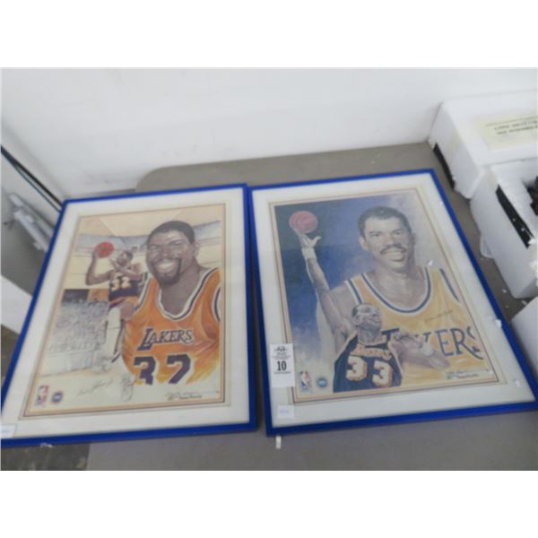 2-Lakers Kareem Abdul/Owen Johnson Autographed Sketch - 2 X $