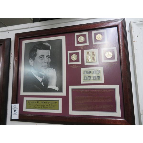 2-JFK Framed Coins Photo and Memorabilia - 2 X $