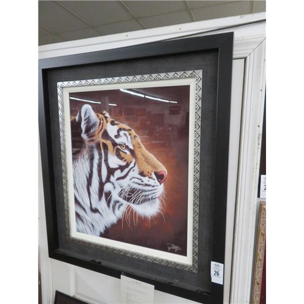 Framed Lion Wall Art Print Artist Signed Jon Ratternbury - 30 x 36