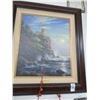 Image 1 : Framed Kinkade Print On Canvas Split Rock Light w/COA - 30 x 36