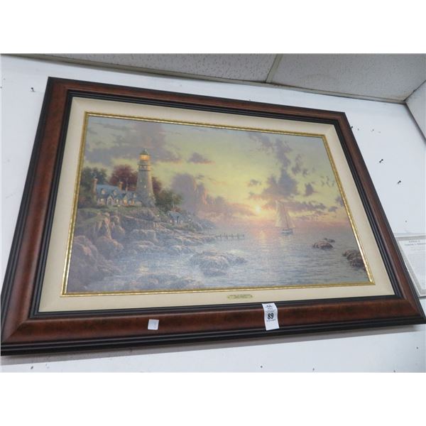 Framed Kinkade Print On Canvas The Sea of Tranquility w/COA - 24 x 30