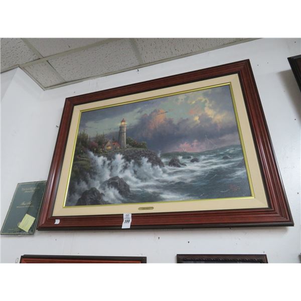 Kinkade Print On Canvas Conquering The Storms w/COA - 30 x 36