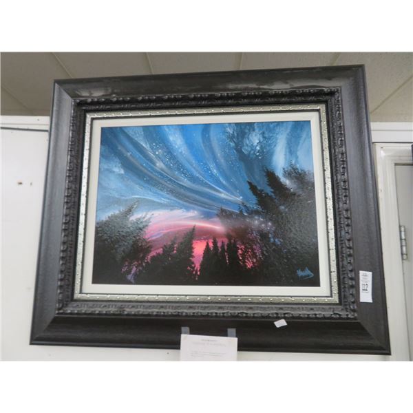 Framed Oil On Canvas Skies of Wonder Signed Howard - 24  x 30