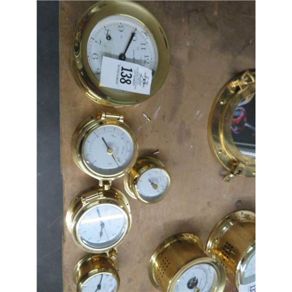 5-Brass Porthole Style Clock/Barometer - 5 X $