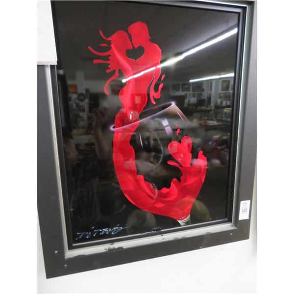 Framed Art on Metal Armoire Red - Signed Derubis