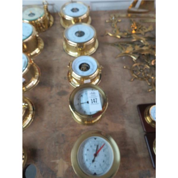 5-Brass Porthole Style Clock/Barometer - 5 X $