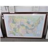 Image 1 : 2-Framed US/World Maps - 36 x 40 - 2 X $