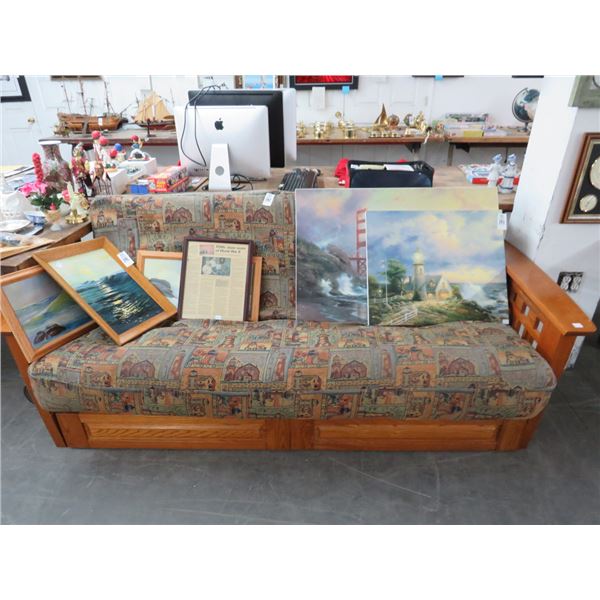 Framed Futon Sofa w/Drawer Storage