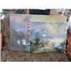 Image 1 : Kinkade Style Oil On Canvas Lighthouse