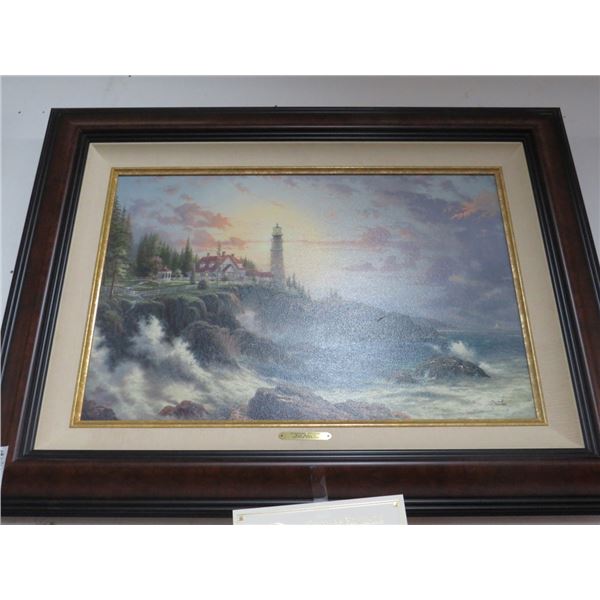 Kinkade Framed Print On Canvas Clearing Storms w/COA - 34 x 26