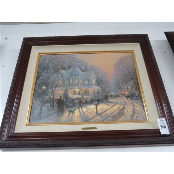 Kinkade Framed Print On Canvas A Holiday Gathering w/COA - 24 x 30