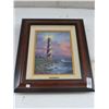 Image 1 : Kinkade Framed Print On Canvas Cap Hatteras Light w/COA - 20 x 24