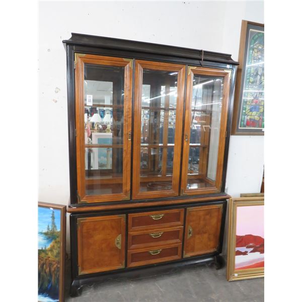 Broyhill Burl Brass Trim China Cabinet