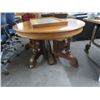 Image 1 : Carved Pedestal Round Oak Dining Table