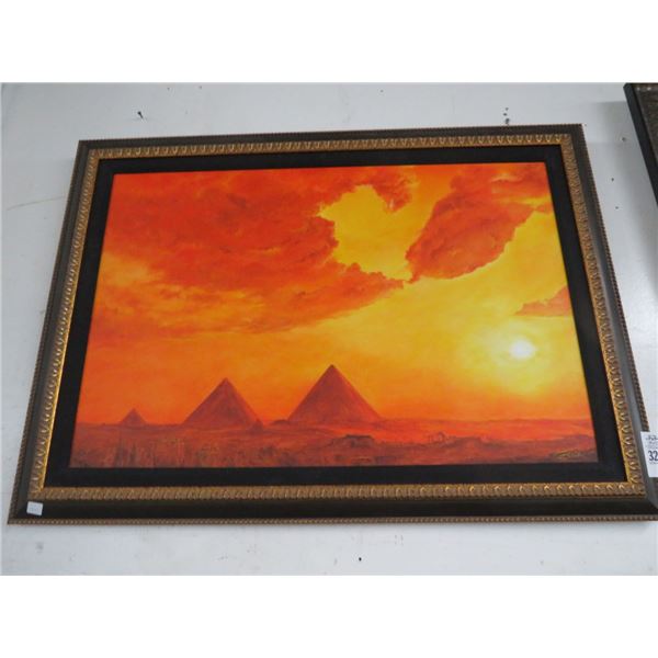 2-Framed Oil On Canvas Pyramid/Greek Ruins - Artist Makin - 2 X $