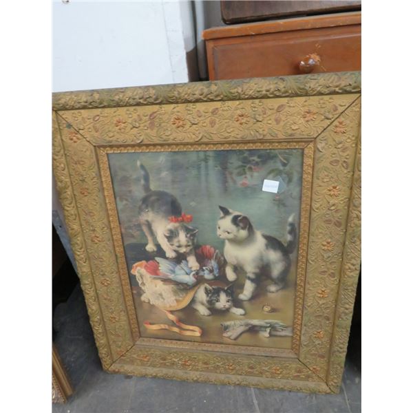 Framed Wall Art Kittens/Floral - 2