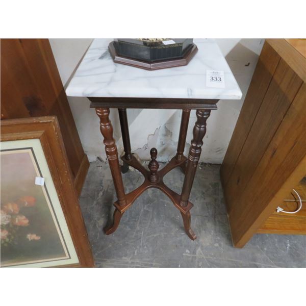 Mahogany Marbletop Small Pedestal Table