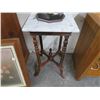 Image 1 : Mahogany Marbletop Small Pedestal Table